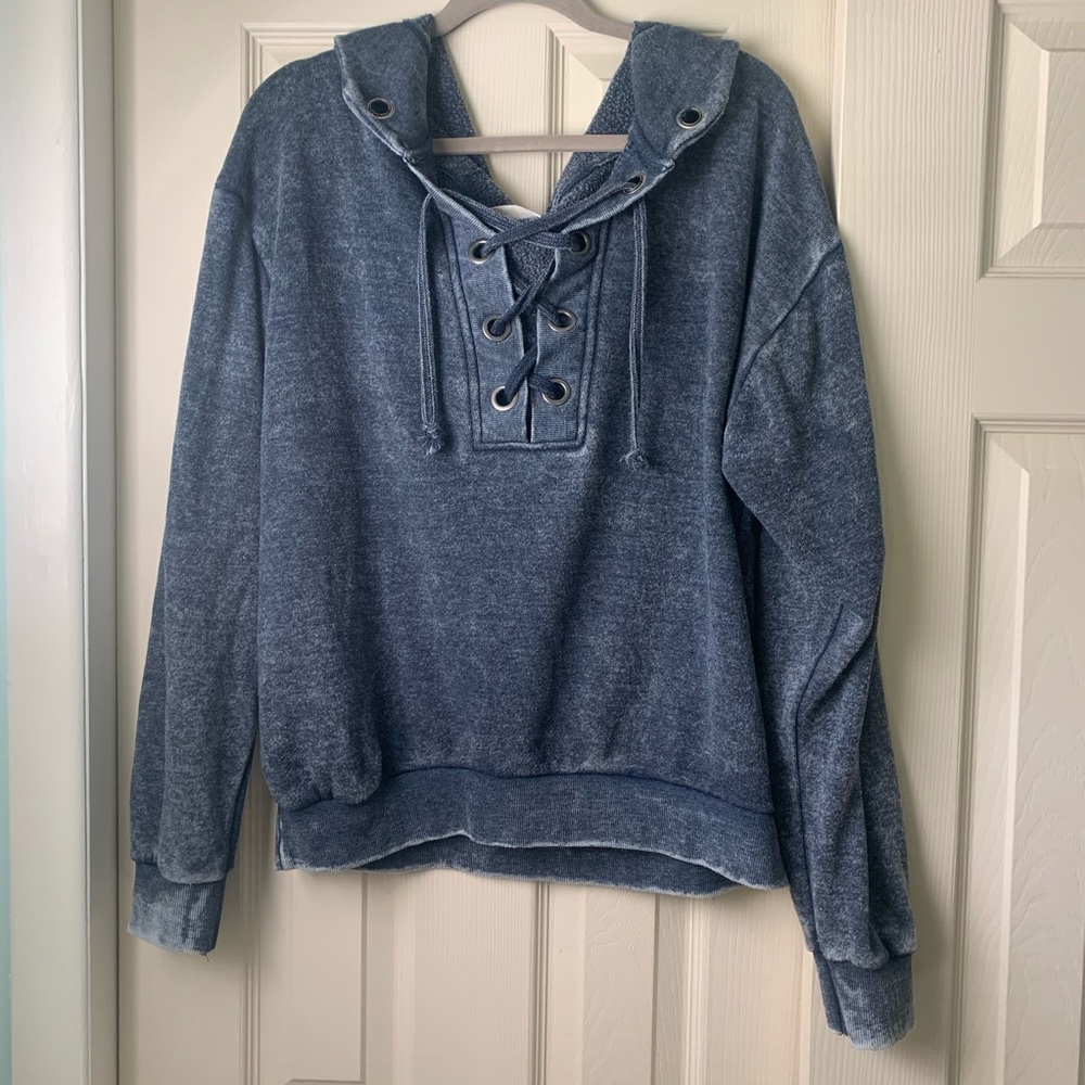 Distressed Navy Oversized Sweatshirt